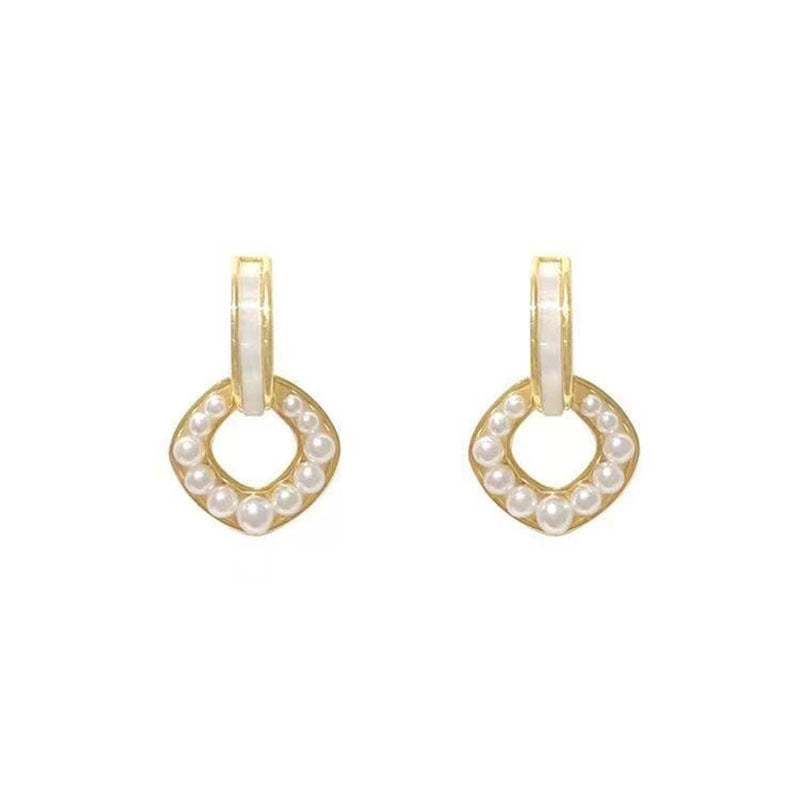Double Circle Crystal Rhinestone Drop Earrings