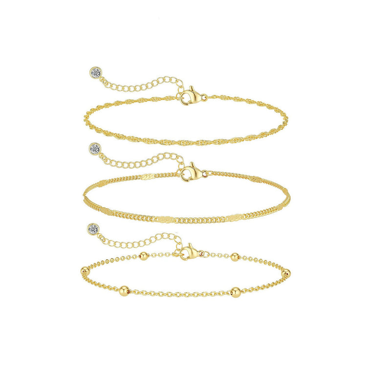 Round Beads Link Chain Anklet Jewelry