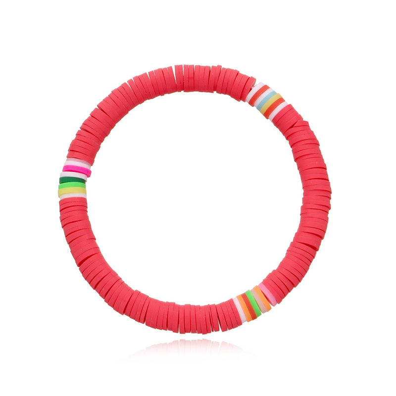 Polymer Clay Rainbow Stretch Bracelet