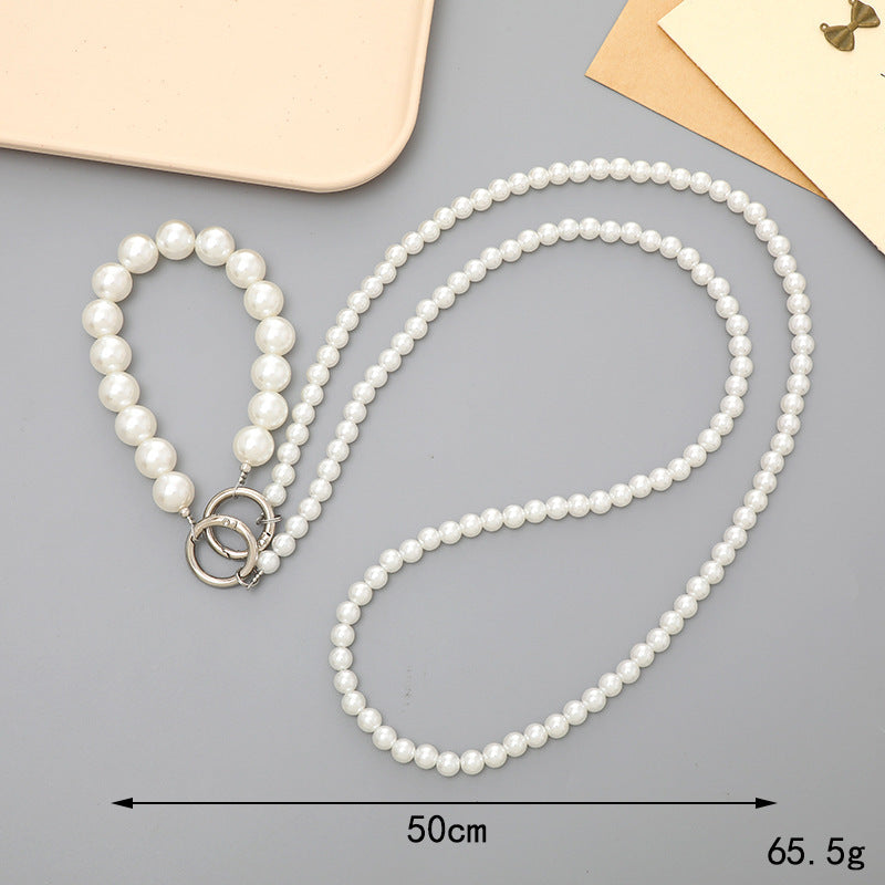 Phone Lanyard Long Crossbody Necklace Chain Pearl Straps Keychain