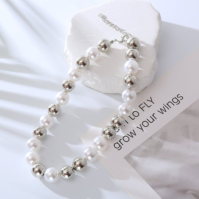 Fashion Jewelry Necklace Silver Short Pearl Necklace