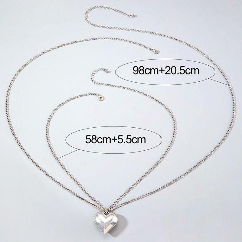 Love Heart Pendant Chest Chain for Women