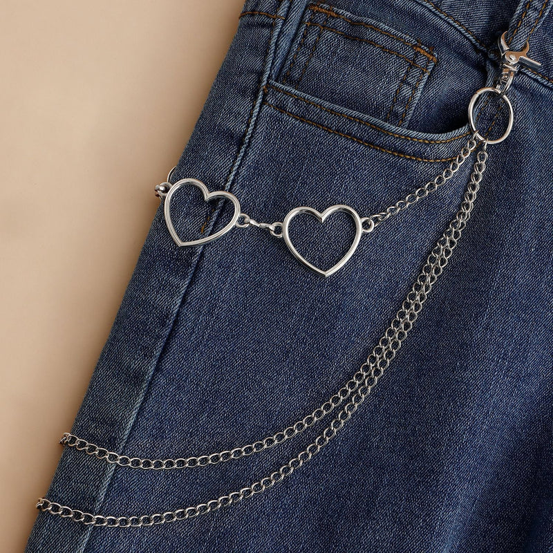 Hollow Heart Pendant Pocket Punk Chain Waist Chains