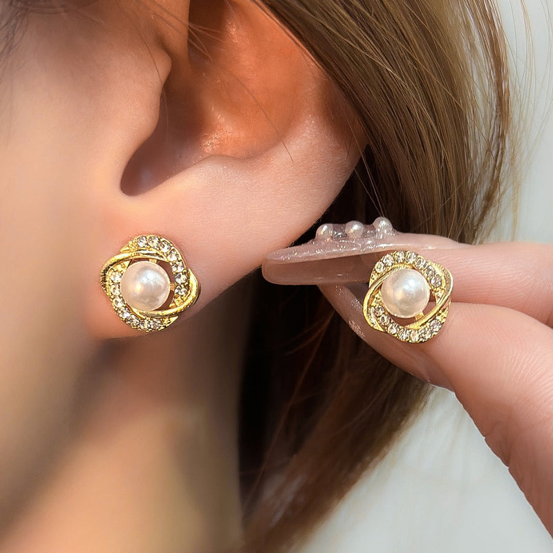 Geometric Square Round Stud Earrings