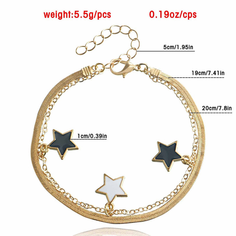 White Black Star Heart Women Necklace