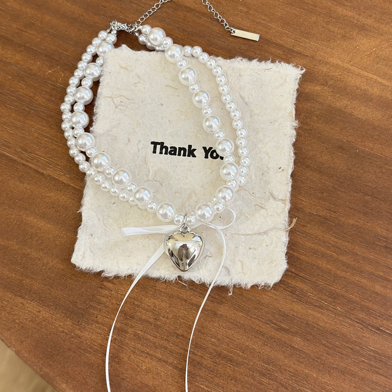 Wed Bridal Vintage Multi Layer Pearl Choker Necklace