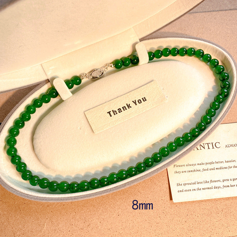 Handmade Green Glass Beads Choker Necklace