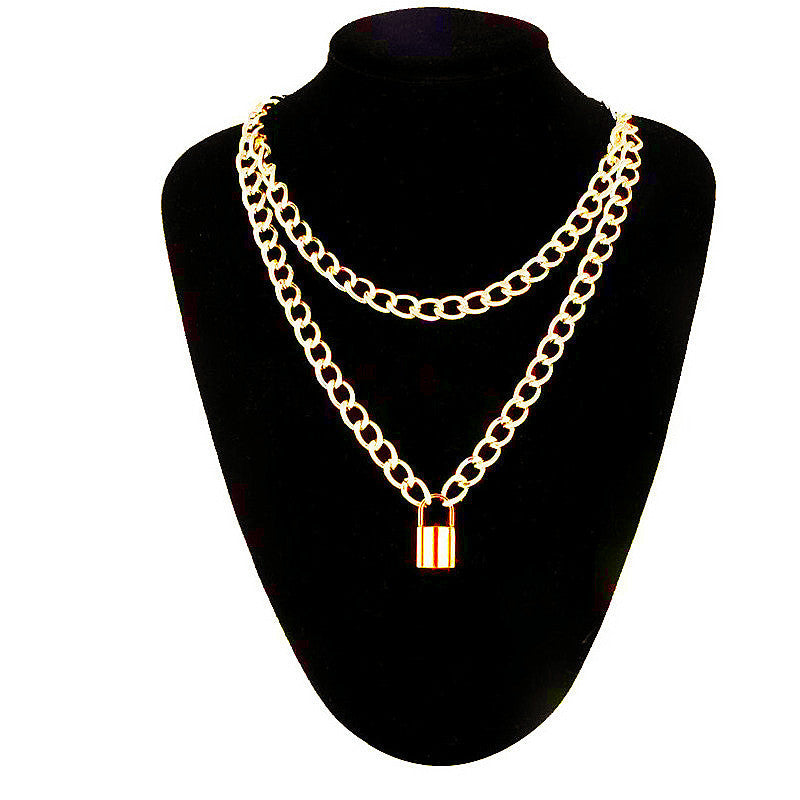 Punk Chain Necklace With Lock