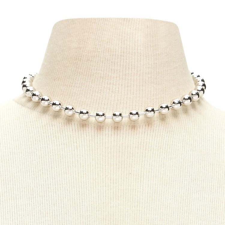 Punk Chunky Beaded Chain Handmade Choker Plain Ball Necklace
