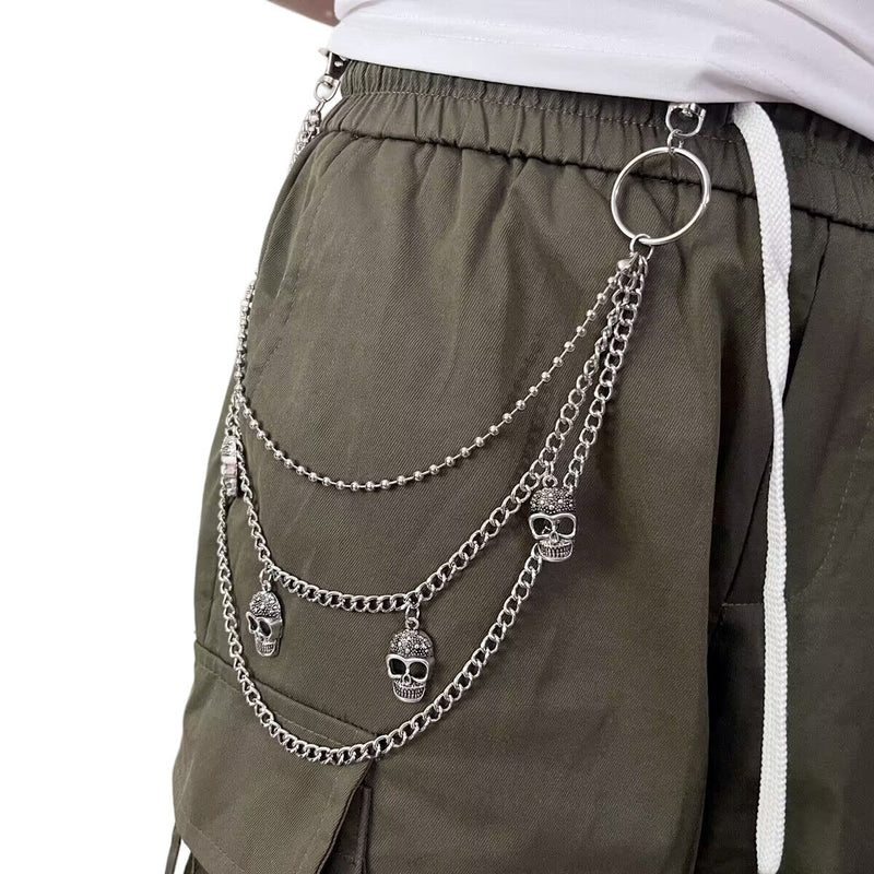 Punk Rock Skull Decoration Double Layers Jeans Chains Pants Chain