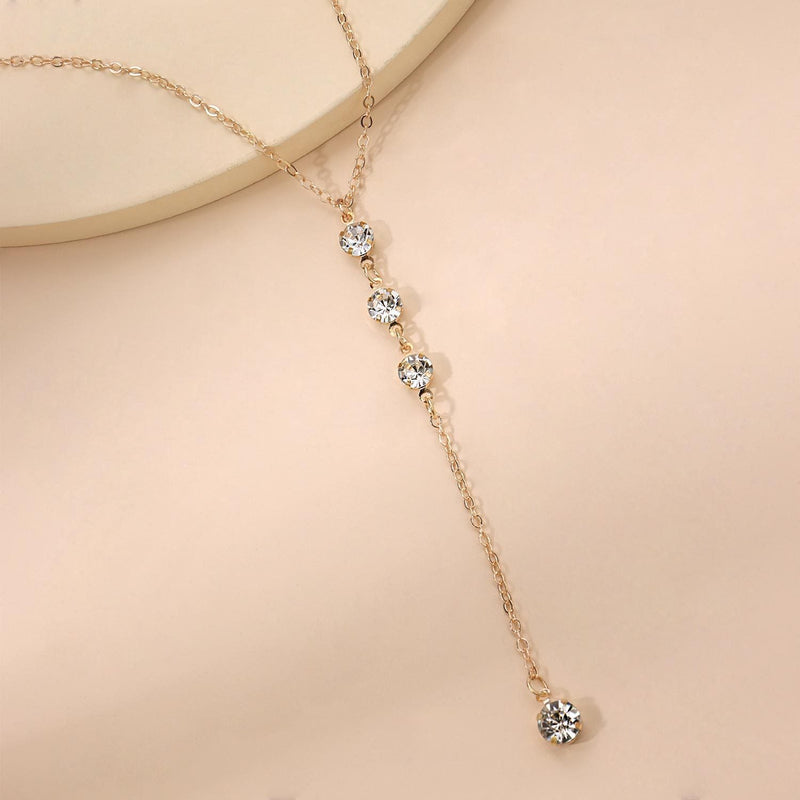 Long Chain Zircon Charm Necklace for Women