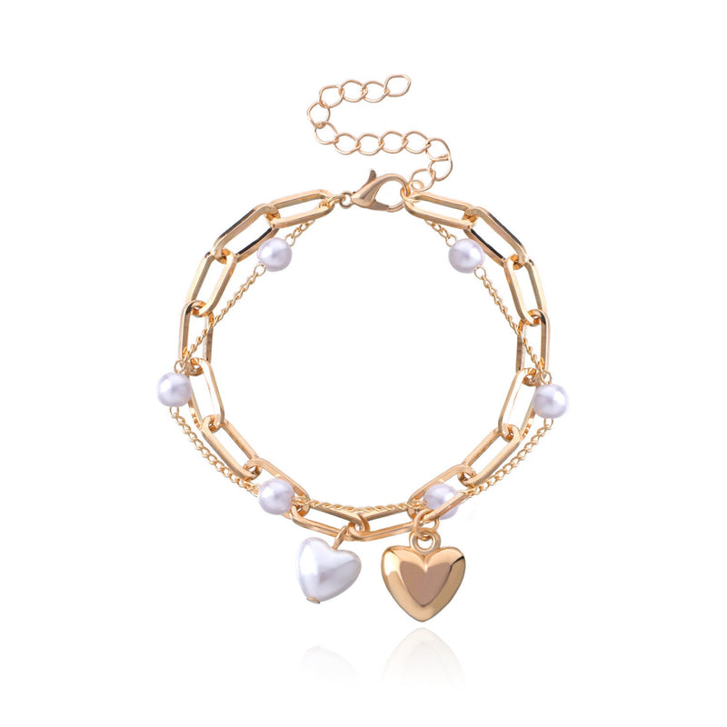 Mini Summer Pearl Bracelets Heart Charm