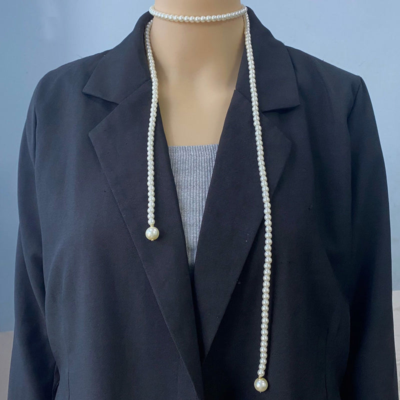 Long Multi-layer Pearl Sweater Chain Necklace