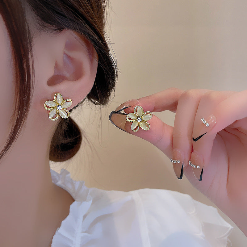 Opal Stone Flower Earrings