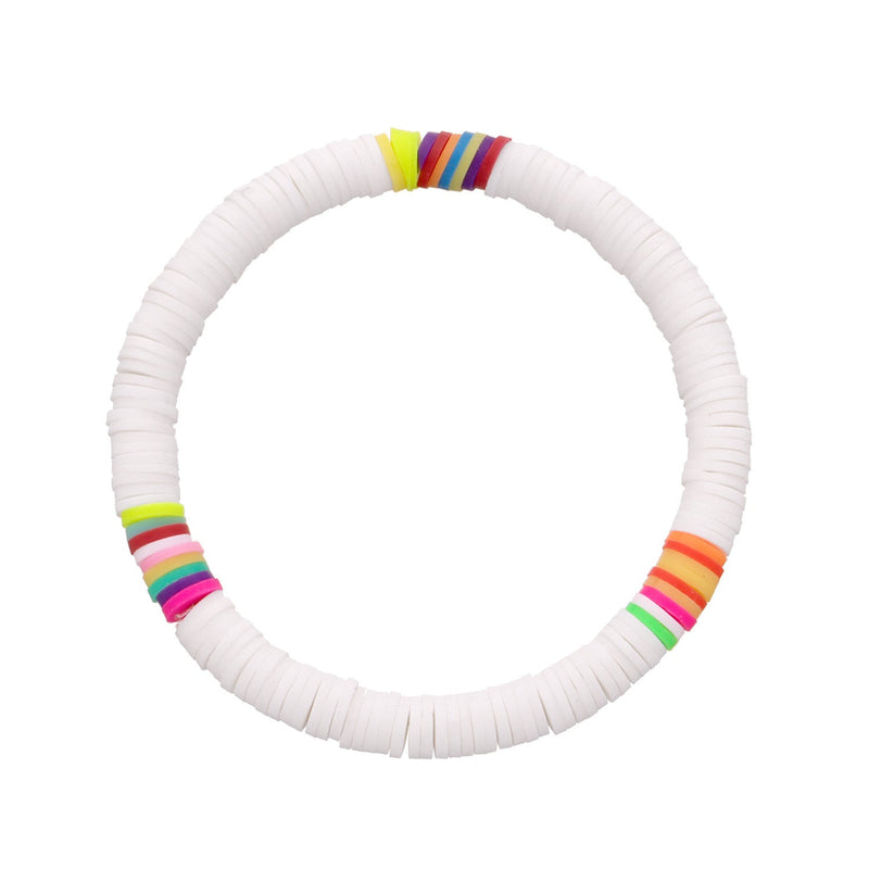 Polymer Clay Rainbow Stretch Bracelet