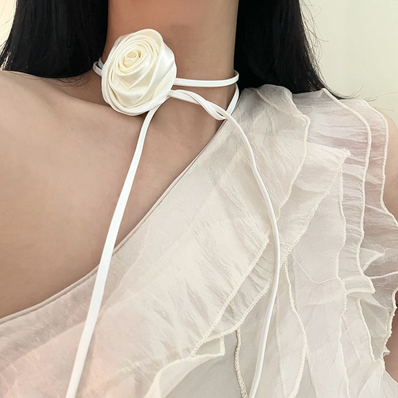 Rose Vintage Choker Necklace Elegant Fabric