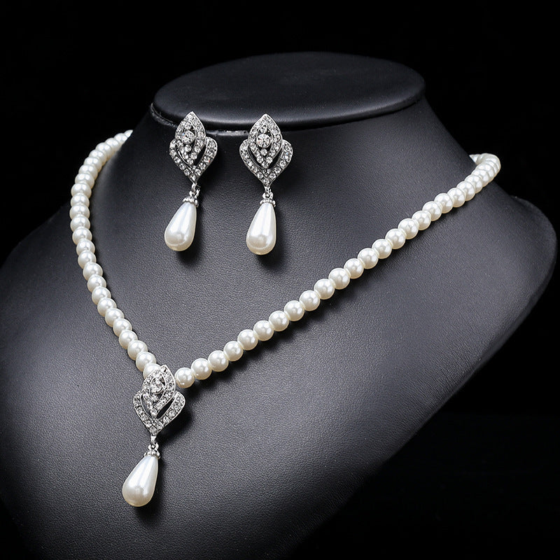 Women Crystal Pearl Rhinestones Bridal Wedding Jewelry Sets