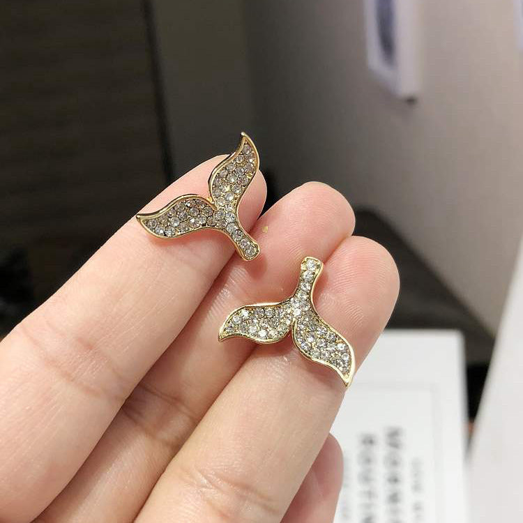 Rhinestone Mermaid Tail Stud Earrings