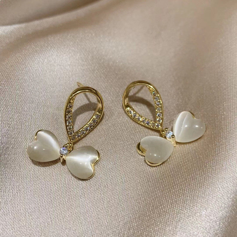 Opal Rhinestone Stud Earrings