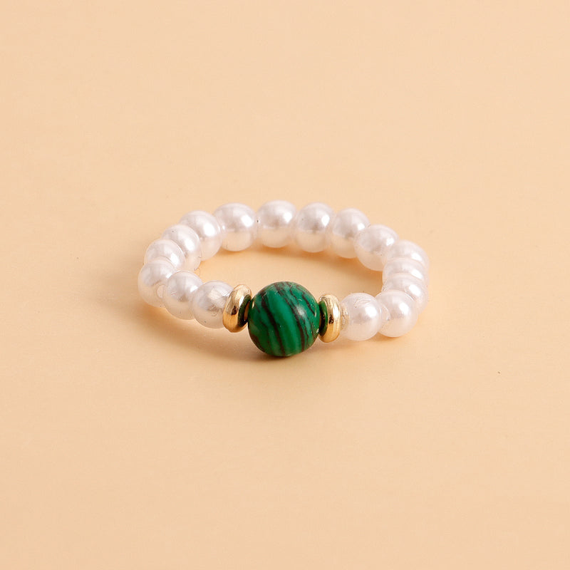 Elastic Beaded Pearl Finger Rings
