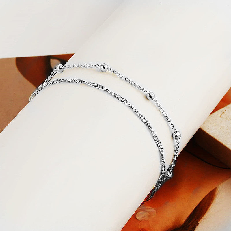 Metal Thick Chain Double Ankle Bracelet for Women