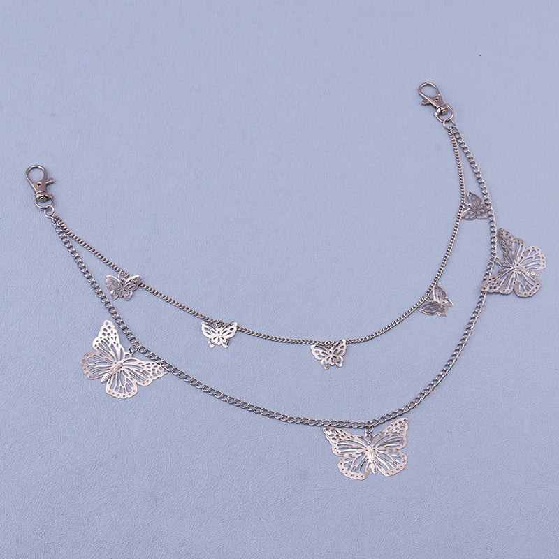 Punk Butterfly Jeans Pants Chain Fashion Women Key Chain