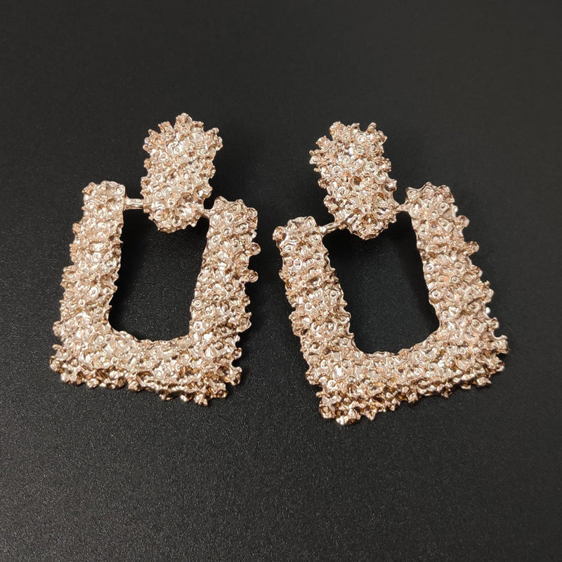 Hollow Large Square Stud Statement Earrings