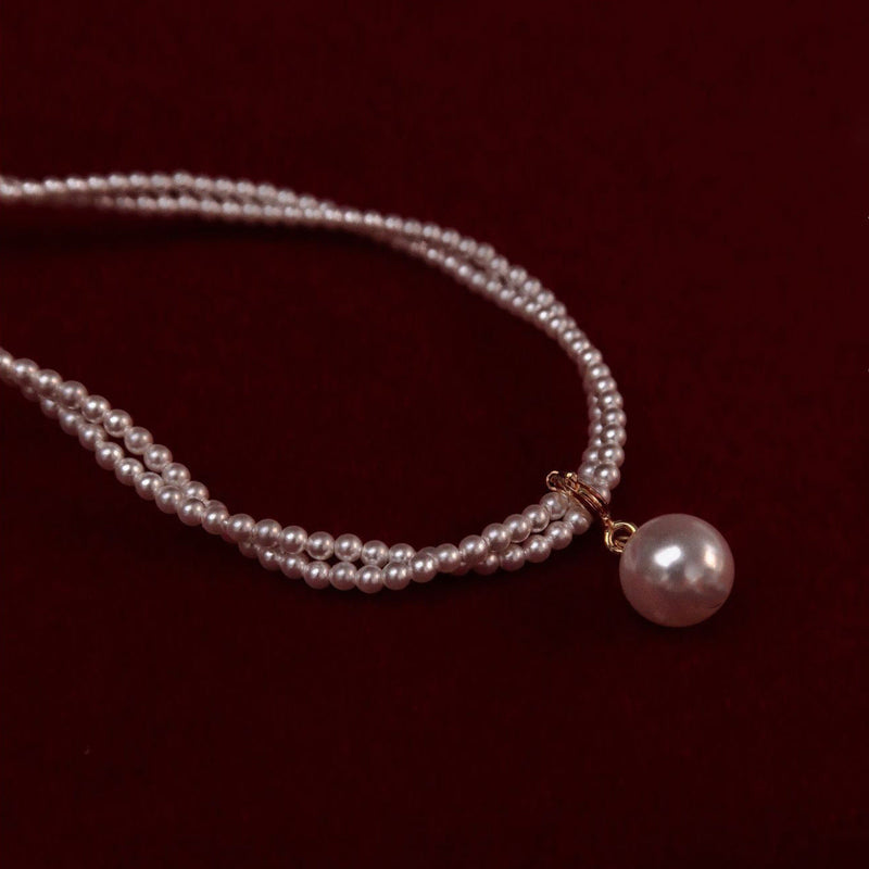 Layered Beaded Teardrop Tiny Pearl Necklace Charms