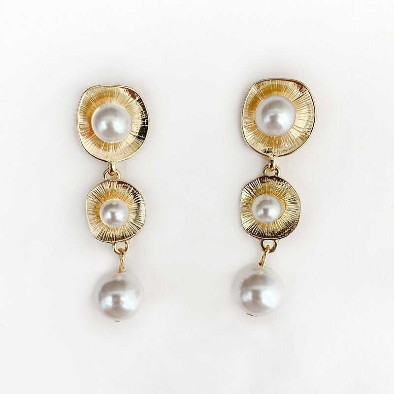 Vintage Pearl Water Drop Stud Earrings