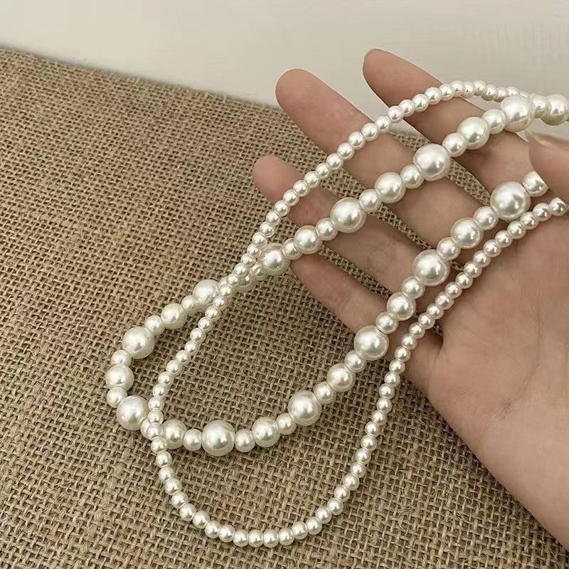 Three-Layer Pearl Strand Necklace for Women
