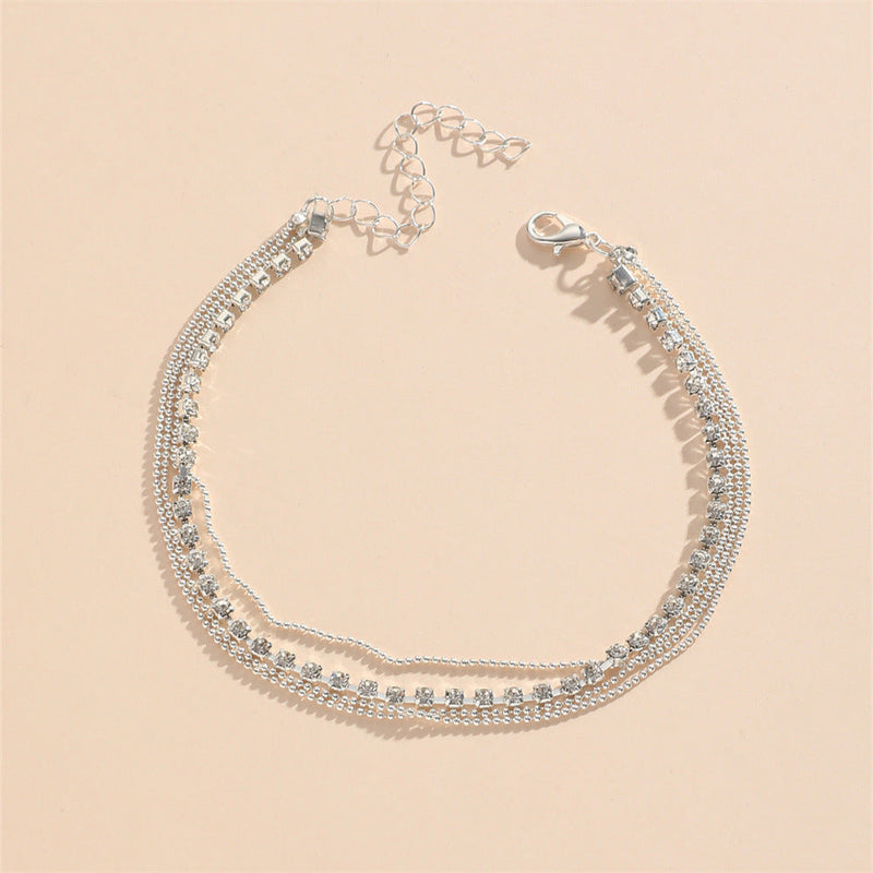 Multi Layered Crystal Beaded Tennis Chain Anklets Jewelry