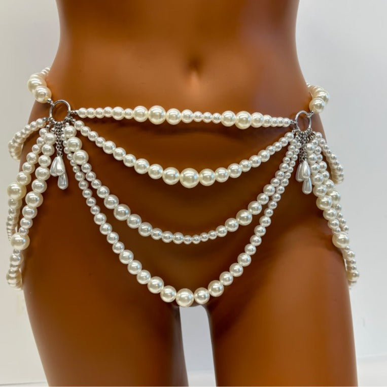 Women Multi Layer Pearl Waist Chain for Women