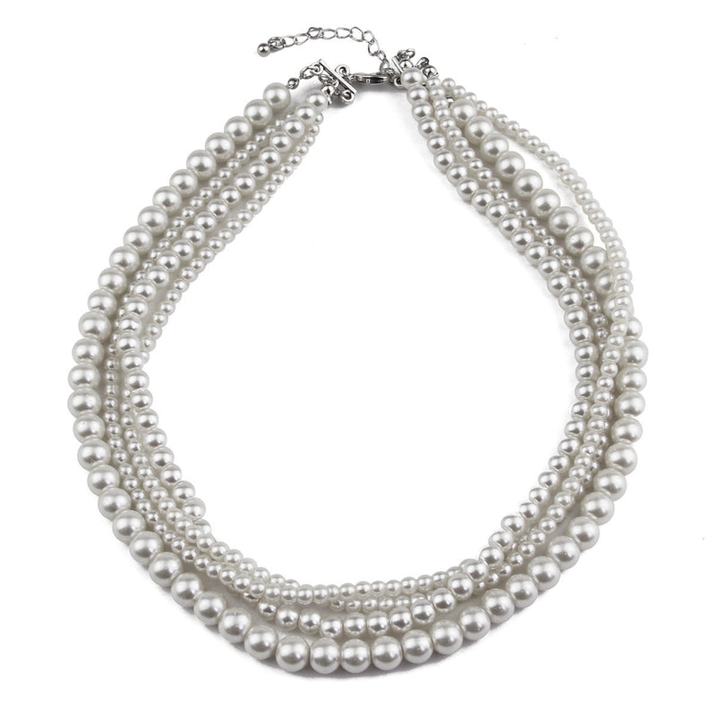 Simulated Pearl Chokers Multi-Layer Pearl Necklace