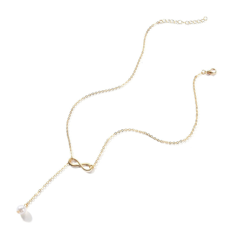 Infinity Lariat Pearl Necklace