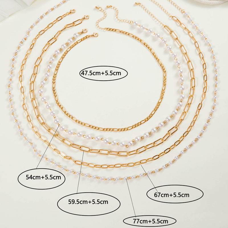 Layer Pearl Necklace Long Chain Necklace