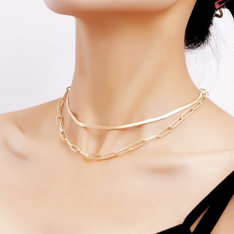 Multi Layer Snake Chain Clasp Necklace