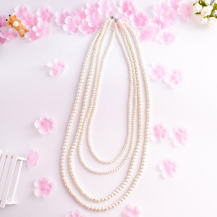 Retro Choker Necklace Multi-Layered Baroque Beaded Imitation Pearl