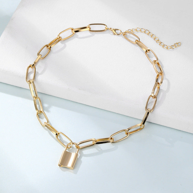 Punk Chain Necklaces Lock Charm