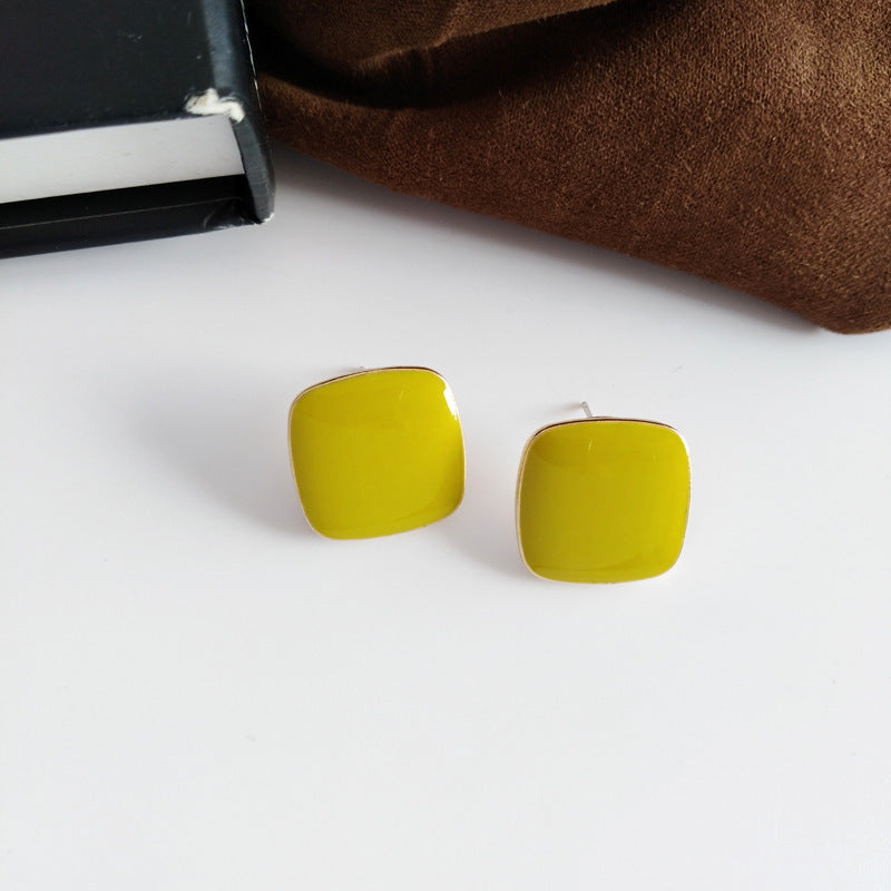 Geometric Enamel square Earrings