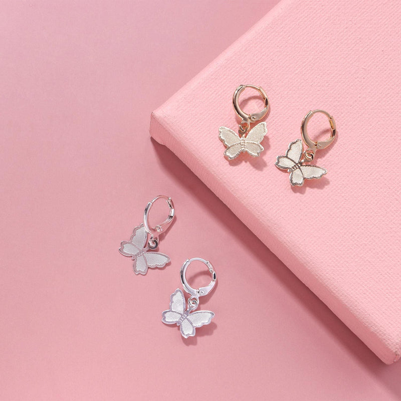 butterfly Drop Dangle Pendant Huggie Earings