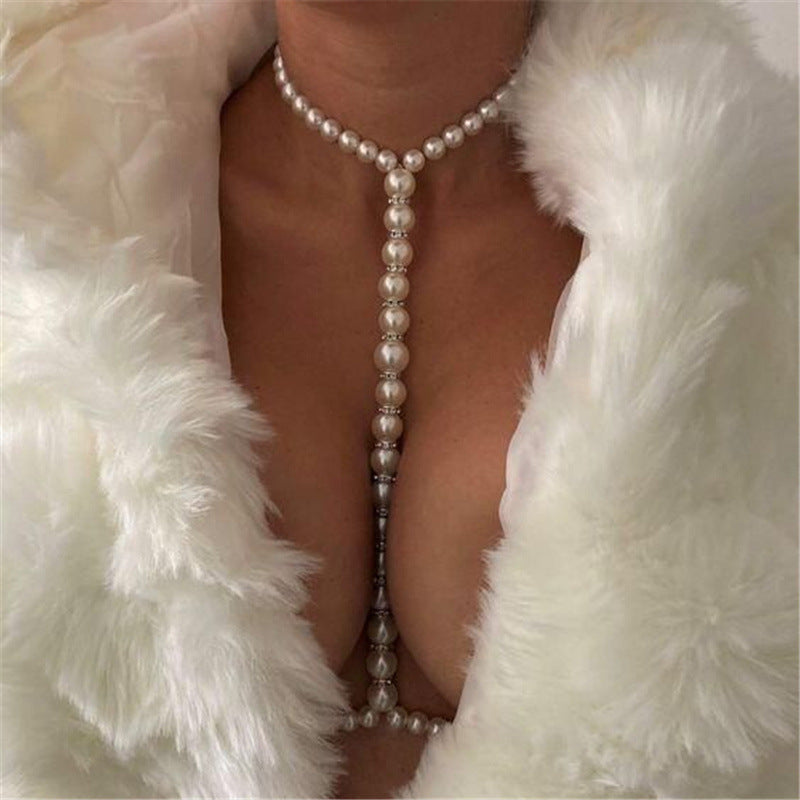 Women sexy pearl body Chain