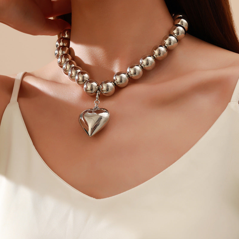 Exaggerated Geometric Bead Women Pearl Necklace