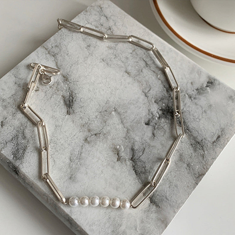 Pearl Jewelry Custom Paper Clip Chain Choker Necklace