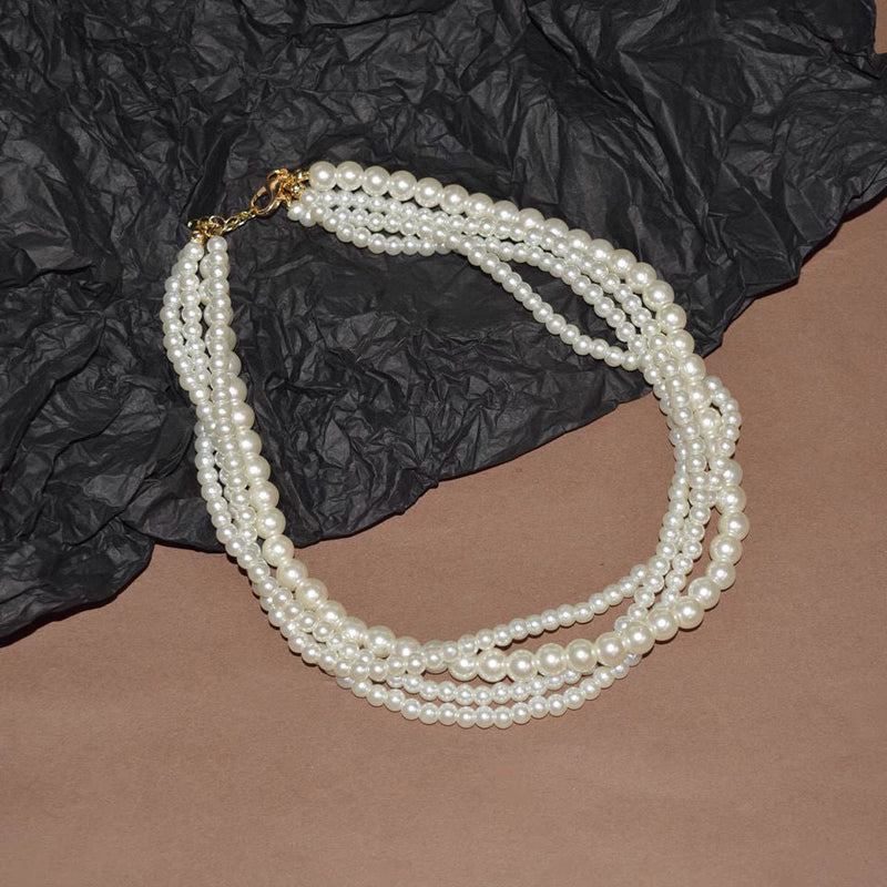 White Multi-Layer Pearl Wedding Necklace
