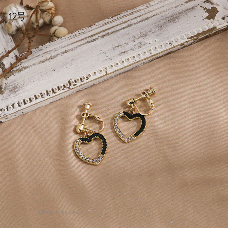 Shiny Rhinestone Heart Earrings