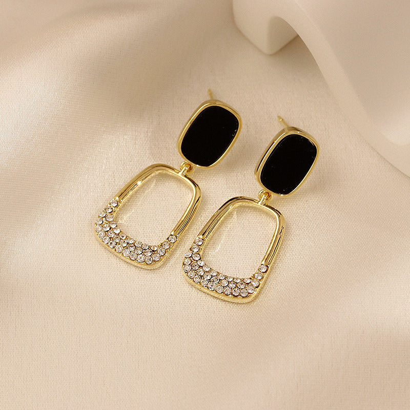 Geometric Rhinestone Stud Earrings