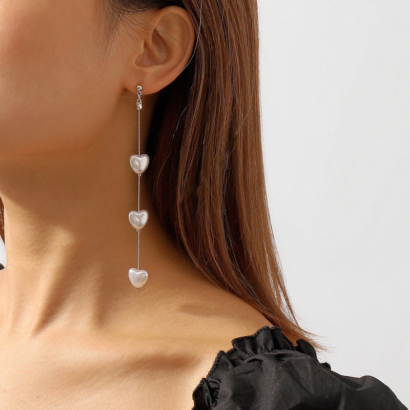Heart Pearl Tassel Earring