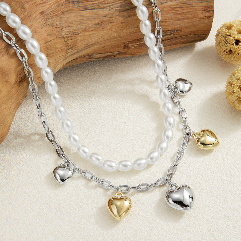 Layered Necklace Heart Pendant