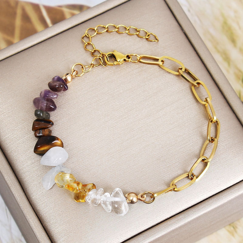 Colorful Irregular Natural Crystal Charm Bracelet