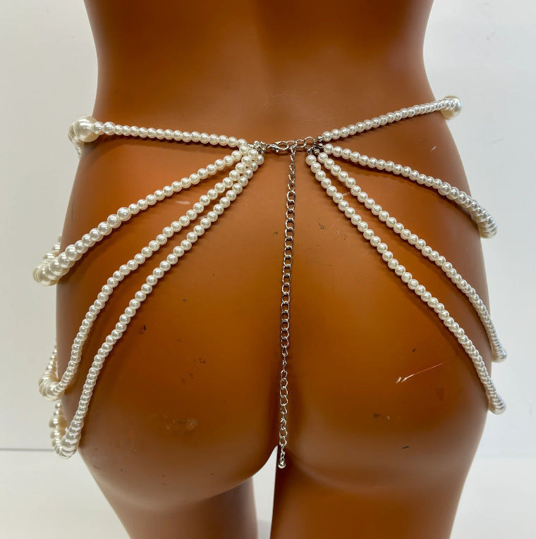 Women Multi Layer Pearl Waist Chain for Women